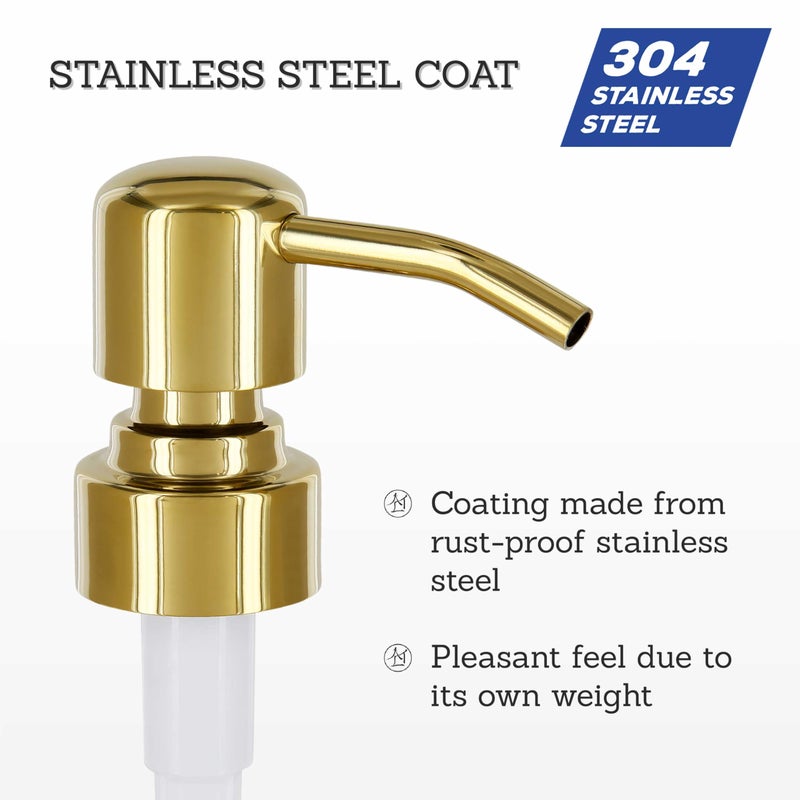 ALTGLAS Stainless Steel Soap Pump 'Zagreb' as Replacement for Liquid Hand Soap Dispensers (Shiny Gold) - Fits e.g. Jack Bottle - Image 3